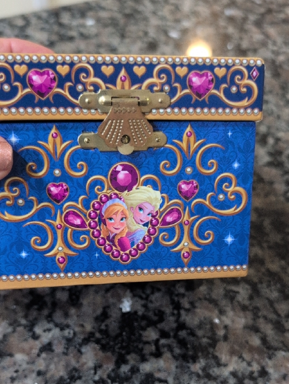 Disney Frozen Elsa & Anna Decorative Jewel-Trim Music Box in Purple and Blue - Picture 4 of 6